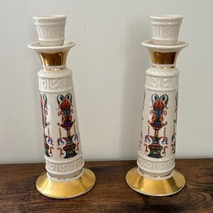 Lenox Lido Candle Holders with Gold Accents